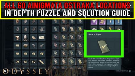 Assassins Creed Odyssey All 60 Ainigmata Ostraka Locations And Solutions Document Puzzle Guide