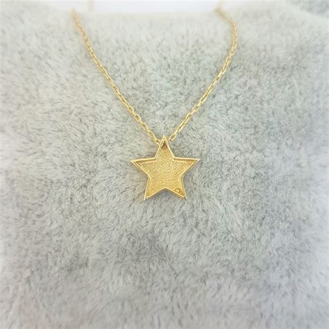 14k Real Solid Gold Star Necklace For Women