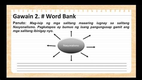 Gawain 2 Word Bank Panuto Mag Isip Ng Mga Nasyonalismo Pagkatapos