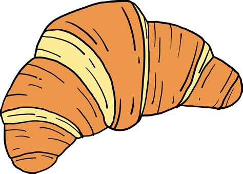 Doodle Dibujo A Mano Alzada De Pan Croissant Png