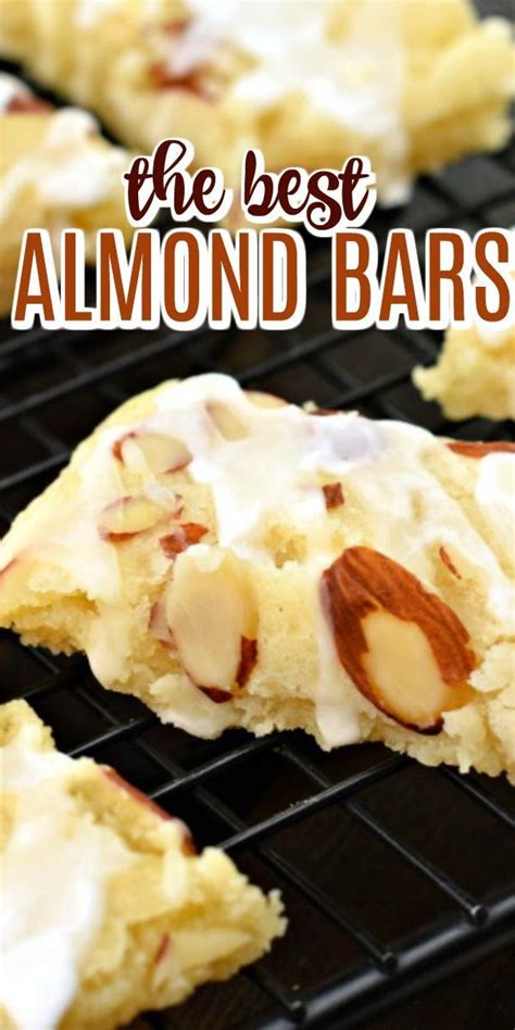 Almond Bars Cookie Bar Recipes Almond Desserts Almond Recipes