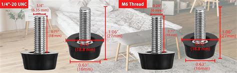 Amazon MILDWOO 1 4 20 UNC Thread Adjustable Furniture Levelers