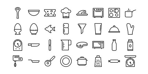 Kitchen Line Icons Vector Art At Vecteezy