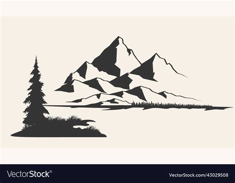 Mountain and tropical trees Royalty Free Vector Image