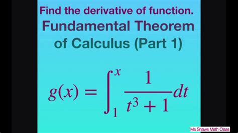 Find Derivative Of Definite Integral On 1 X For 1t3 1 Dt