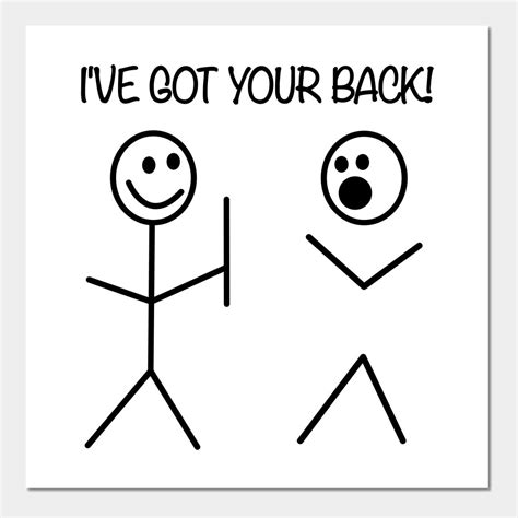 I Have Your Back Art Print Ts Stick Figures Afro Doodles Tee