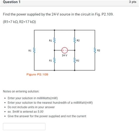 Solved Find The Power Supplied By The 24 V Source In The