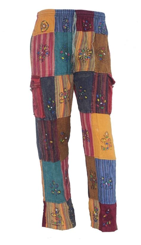 S Xl Patchwork Cotton Trousers Hippy Boho Yoga Pants Festival Combat