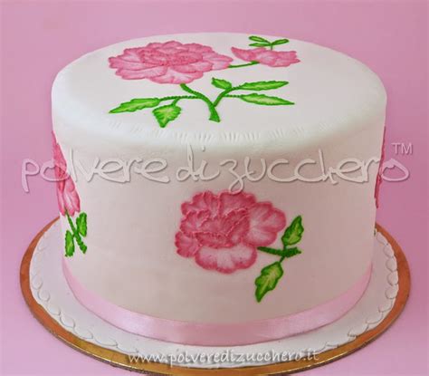 Torta Brush Embroidery Con Fiori Il Corso Polvere Di Zucchero Cake