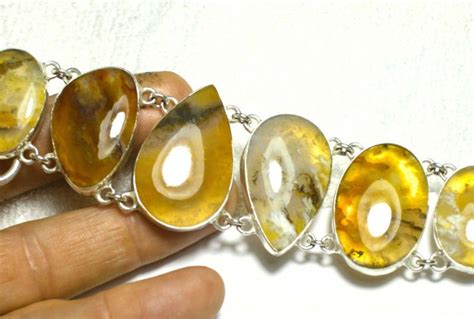 258 0 Tcw Golden Agate Sterling Silver Bracelet Gorgeous Sterling Silver Bracelets Silver