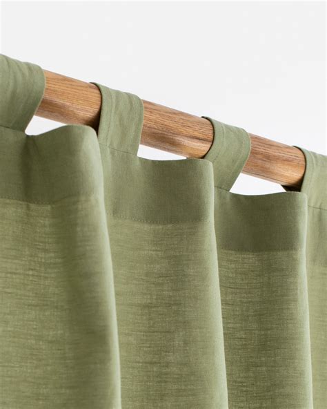 Tab Top Linen Cotton Curtain Panel In Sage Magiclinen Magiclinen