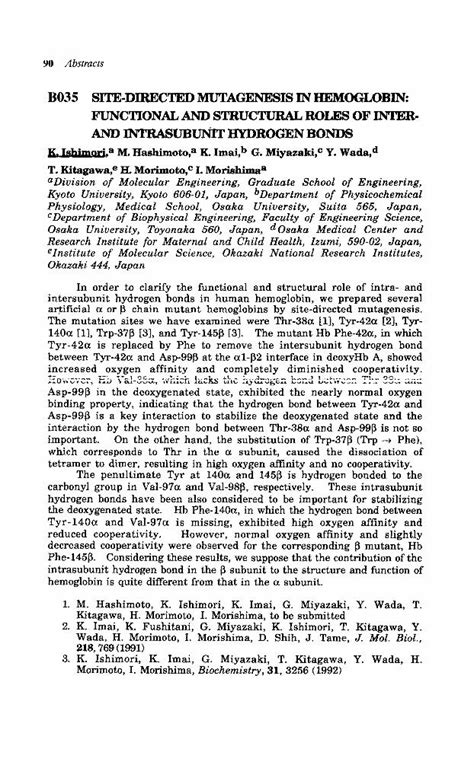 Pdf Site Directed Mutagenesis In Hemoglobin Functional And