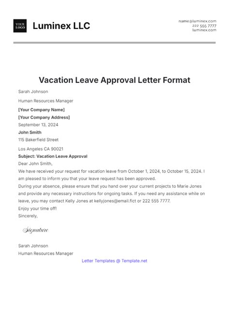 Free Reschedule Vacation Leave Letter Template To Edit Online