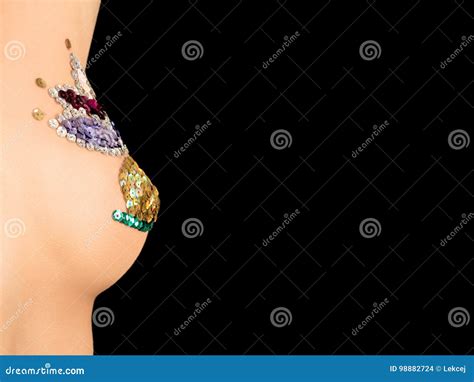 Multicolored Body Art Stock Photo Image Of Breast Creative 98882724