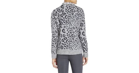 The Kooples Leopard Print Cardigan In Gray Lyst