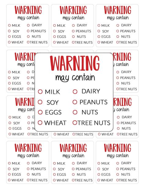 Allergy Labels Food Warning Labels Food Safety Labels | Etsy