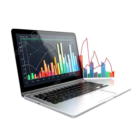 3d Minimal Laptop With Statistic Graph Trading Charts Stock Market