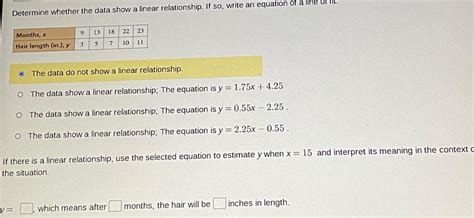 Answered Determine Whether The Data Show A Linear Relationship If So Kunduz