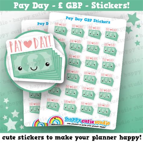 24 Cute Pay Day Payday GBP Planner Stickers Etsy