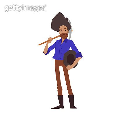 Western Golden Fever Gold Digger Cowboy Flat Vector Illustration