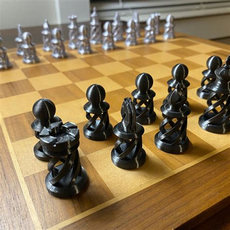 Silk Shine Chess Set 3d Printed Chessmen 32 Pieces Etsy