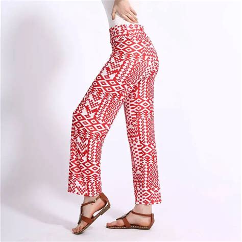 Women Elastic High Waist Loose Leg Pant Spring Autumn Summer Floral