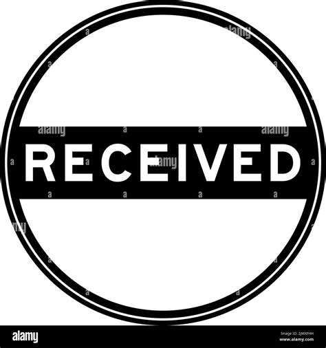 Black Color Round Seal Sticker In Word Received On White Background