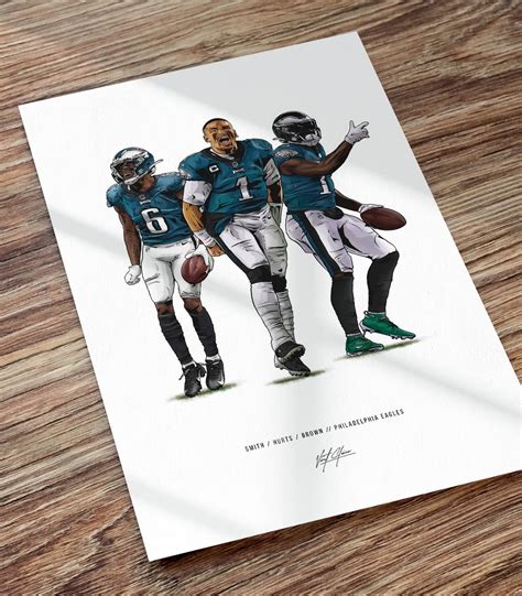 Jalen Hurts Devonta Smith Aj Brown Philadelphia Eagles Football Art