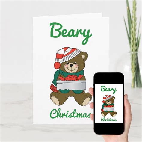 Beary Christmas Teddy Bear Merry Christmas Wishes Holiday Card Zazzle