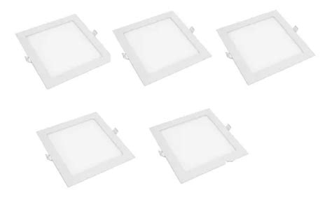 Pack X 5u Panel Plafón Spot Led Embutir Techo Cuadrado 24w