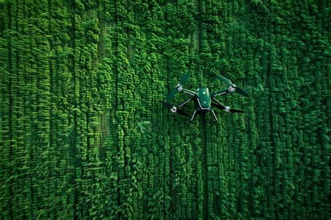 Drone Capturing Artistic Patterns Of Green Grass From Aerial View