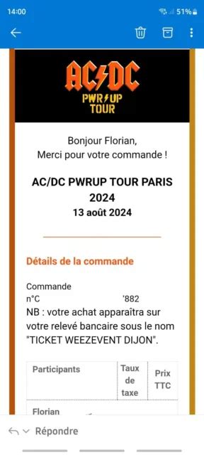 Billet De Concert Ac Dc Paris Eur Picclick Fr