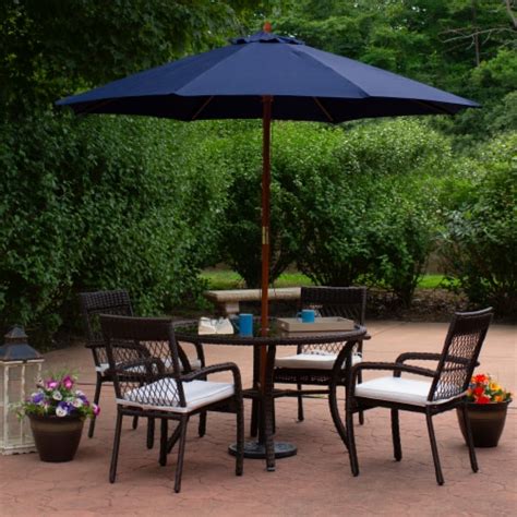 Northlight 9ft Outdoor Patio Market Umbrella With Wooden Pole Navy Blue 1 Kroger