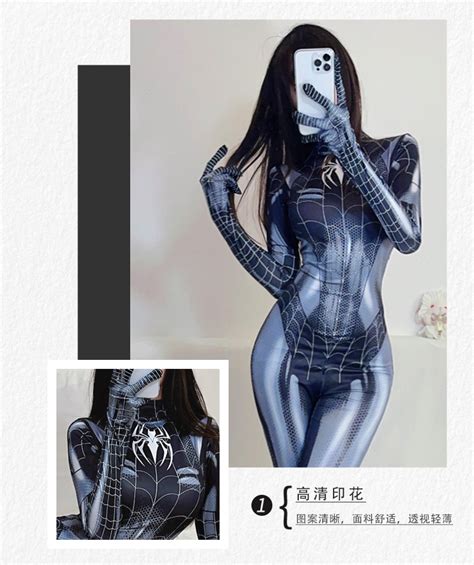Spiderman Cosplay Costume Zipper Open Tight Bodysuit Sexy Lingerie Shopee Philippines