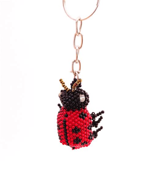 Beaded Ladybug Keychain Tribal Roots