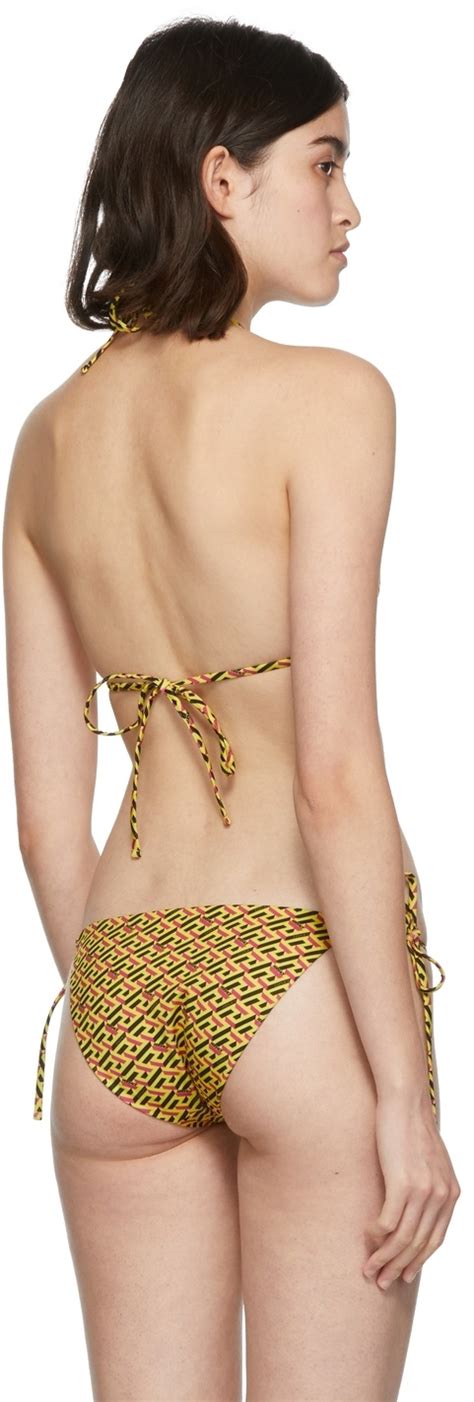 Versace Underwear Yellow Monogram Bikini Top Versace Underwear