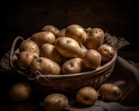 Una Canasta De Papas En Una Mesa Foto Premium