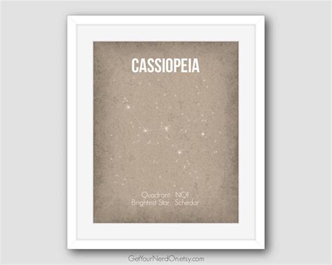 Cassiopeia Print Constellation Poster Astronomy Wall Art Etsy