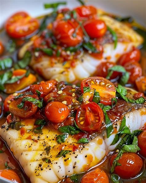 Pan Seared Mediterranean Cod In Tomato Basil Sauce