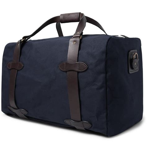 Filson Leather Trimmed Twill Duffle Bag Midnight Blue Filson