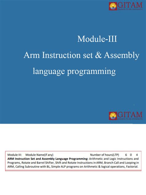 Module 3 Embeeded Systems Arm Instruction Set And Alp Pdf Central