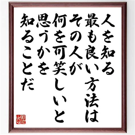 ゲーテの名言「人を知る最も良い方法は、その人が何を可笑しいと思うかを～」手書き書道色紙額／受注後の毛筆直筆（v1462） 書道 名言専門の書道