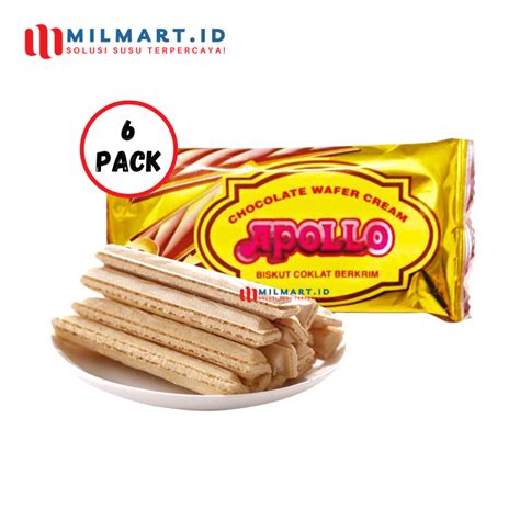 Jual BISKUIT APOLLO CHOCOLATE WAFER STICK SACHET 11G ISI 3 PCS COKELAT