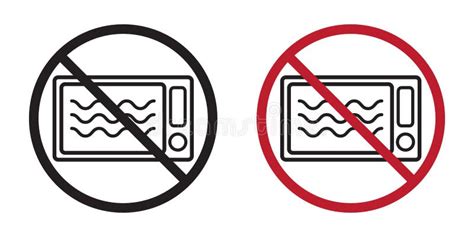 Do Not Microwave Symbol Oven Icon In Crossed Circle With Text Under