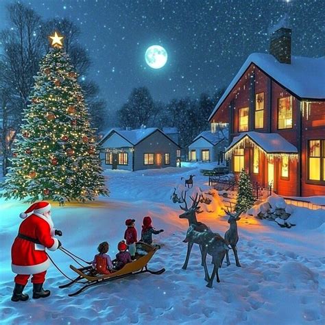Magical Christmas Eve Santas Enchanting Visit Under A Moonlit Winter