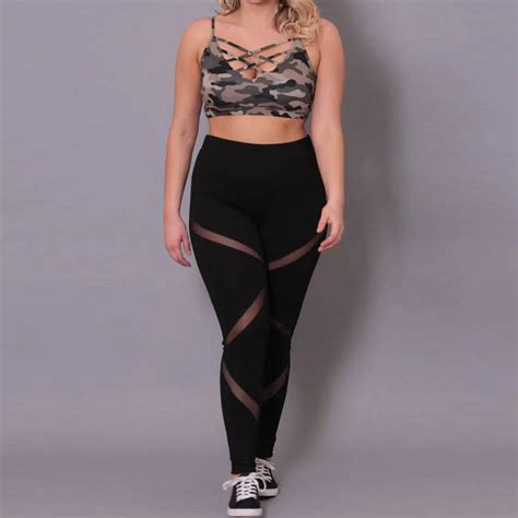 Buy New Plus Size Xxl Xxxl 4xl Solid Women Leggings Mesh Patchwork School