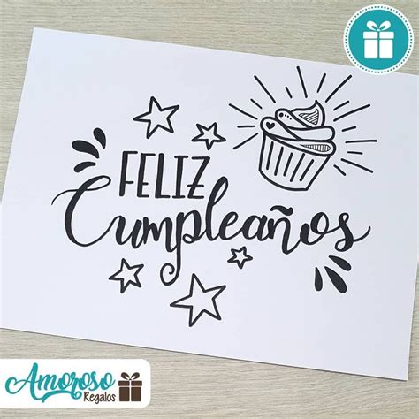 Tarjeta de cumpleaños hecha a mano con lettering