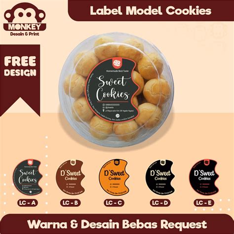 Jual Label Sticker Toples Kemasan Custom Bahan Cromo Model Cookies FREE