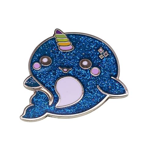 Glitter Narwhal Enamel Pin Distinct Pins