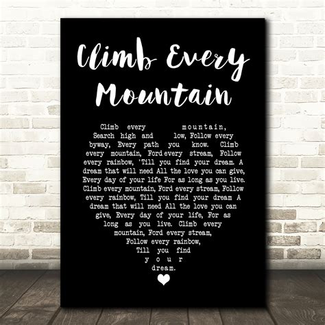 Sound Of Music Climb Every Mountain Script Heart Song Lyric Art Print ...